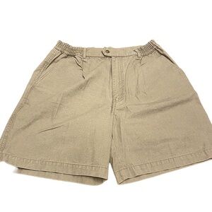 Cabela’s Dark Khaki Pull On Elastic Sides Organic Cotton Shorts Size Medium.